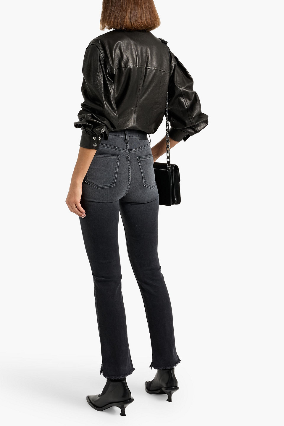 Simkhai River Distressed High-rise Straight-leg Jeans In Gray