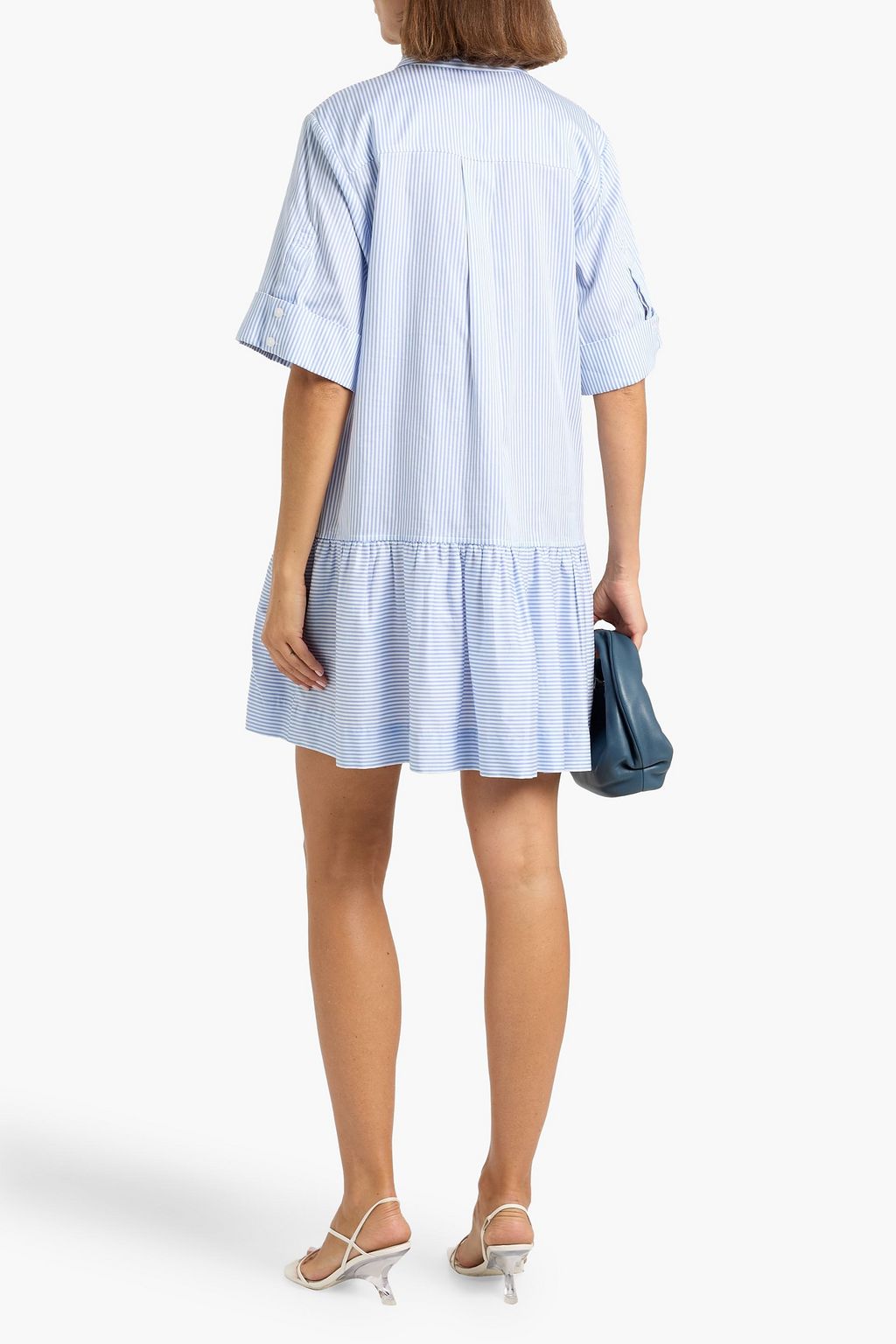SIMKHAI Cris striped cotton-poplin mini shirt dress