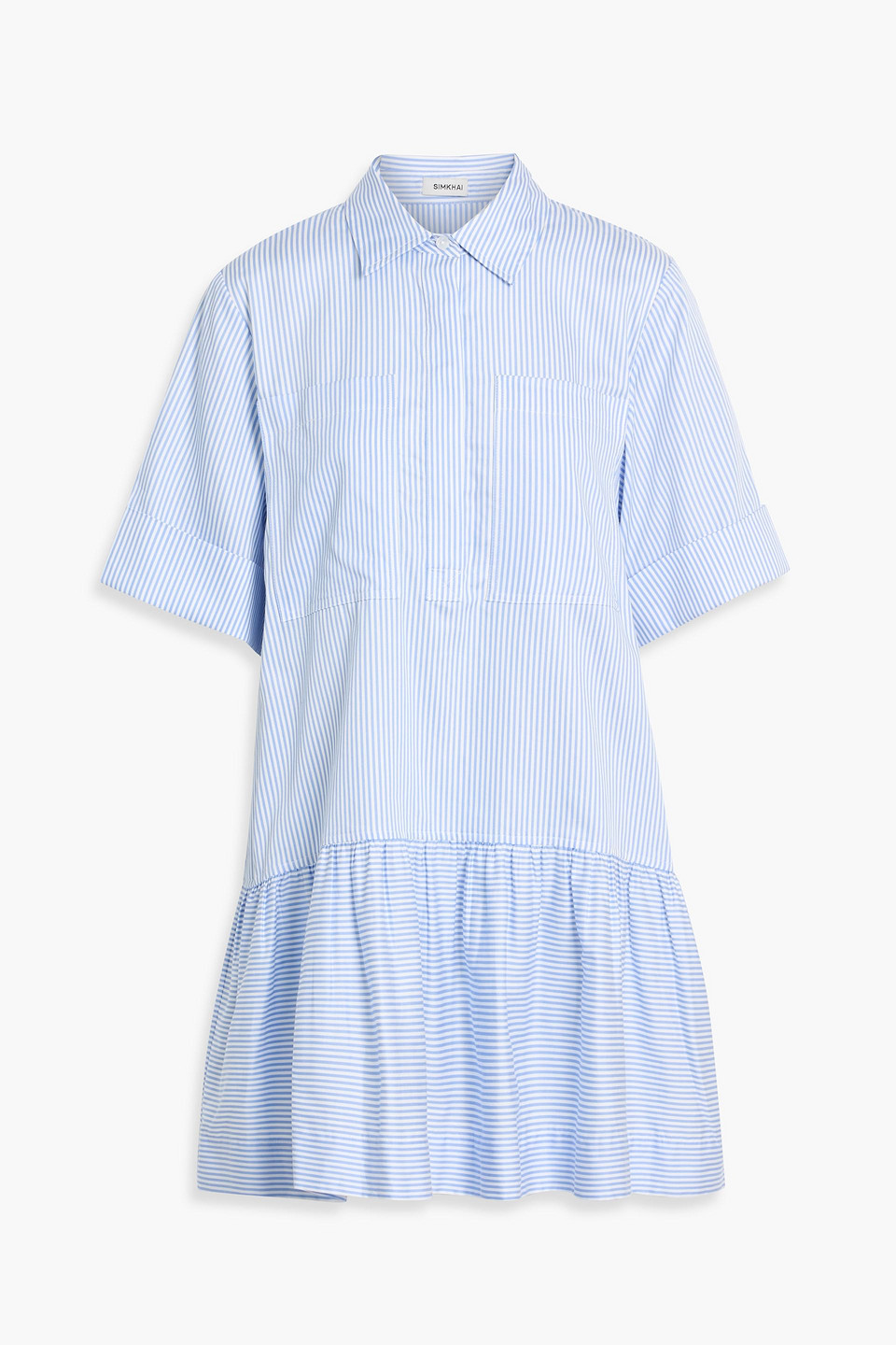 Simkhai Cris Striped Cotton-poplin Mini Shirt Dress In Blue