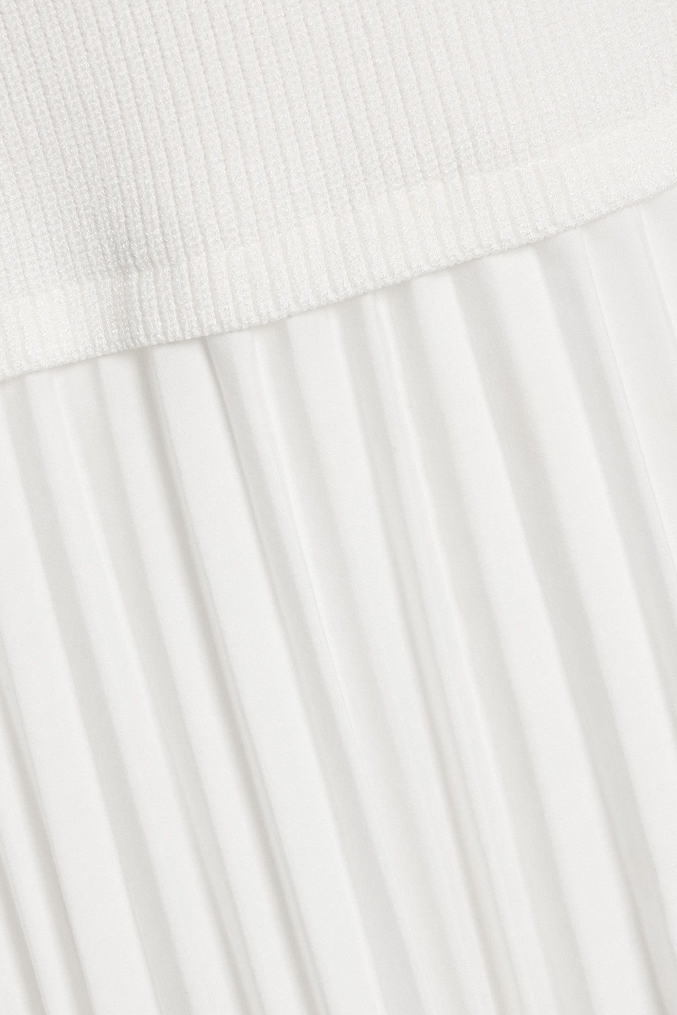 Simkhai Stella Pleated Poplin And Ribbed-knit Midi Skirt In White