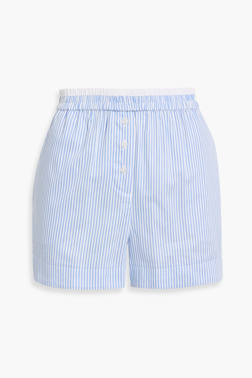 simkhai - sarah striped cotton-poplin shorts - blue - xs