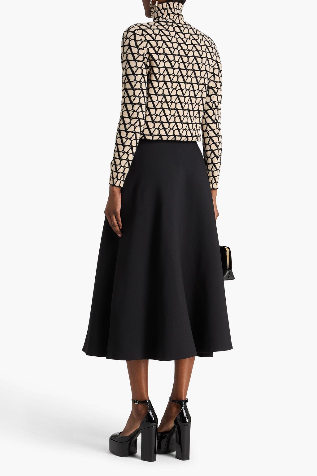 VALENTINO GARAVANI Wool and silk-blend crepe midi skirt