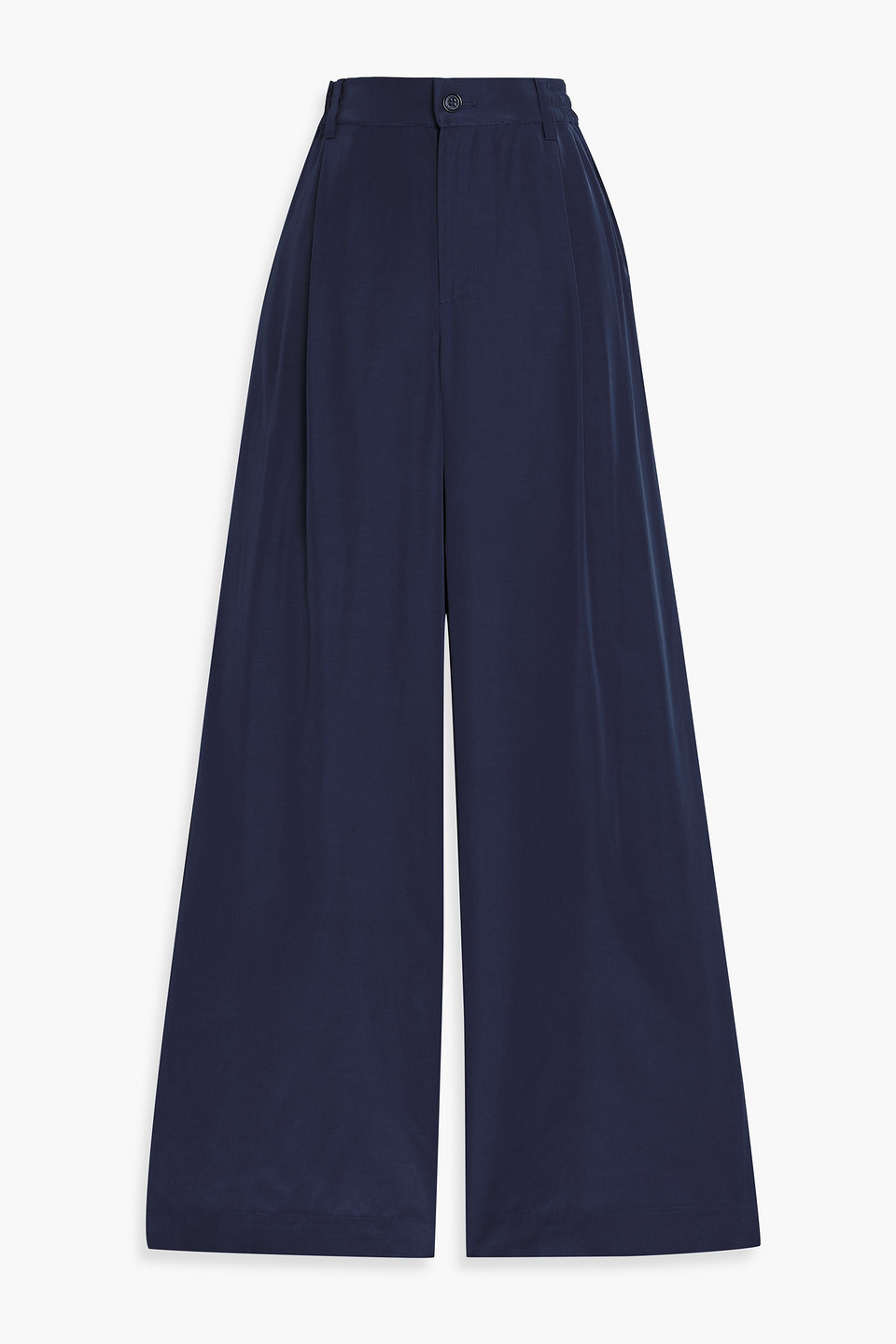 Simkhai Sydnie Pleated Satin Wide-leg Pants In Blue
