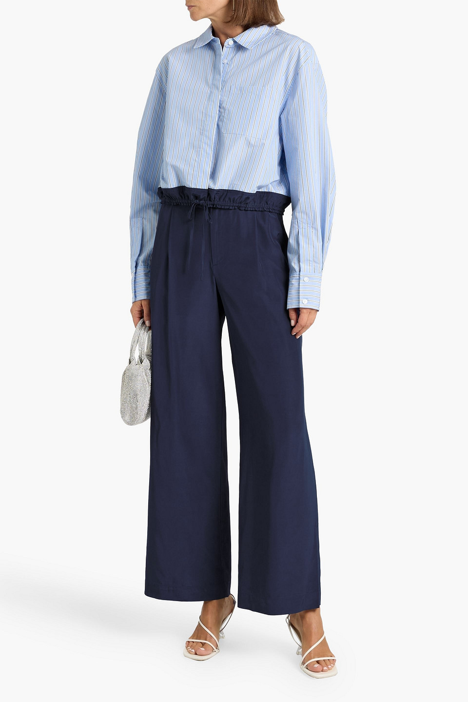 Simkhai Adryck Striped Cotton-blend Poplin Shirt In Blue