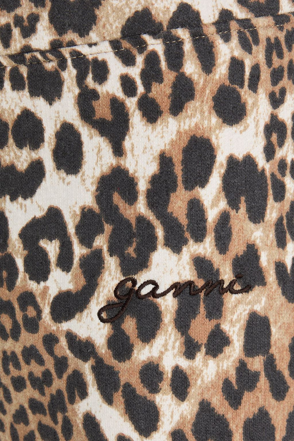 GANNI Leopard-print cotton-fleece cargo pants