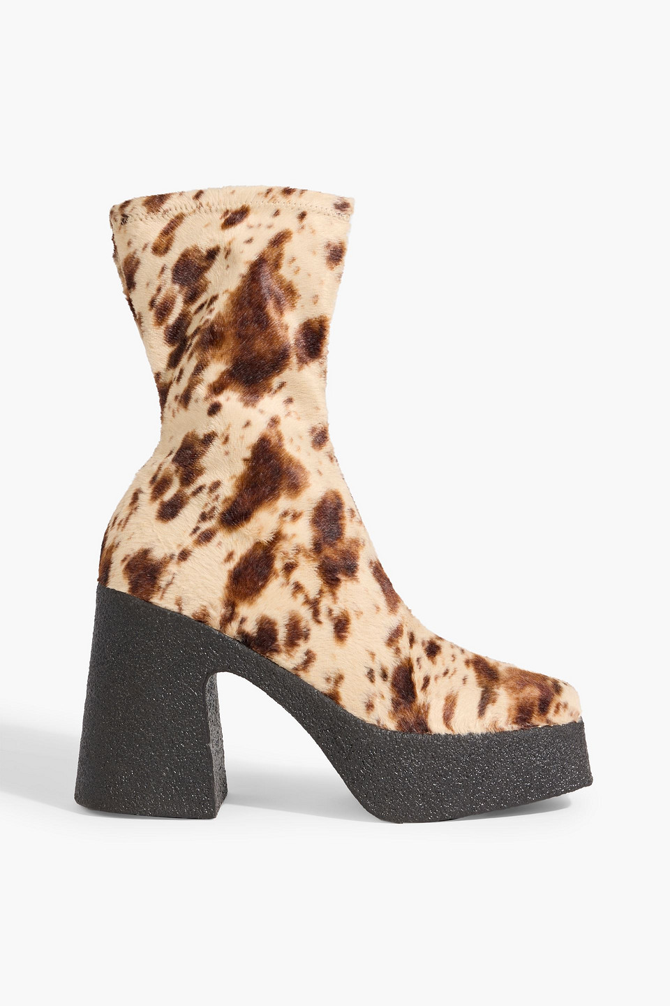 Stella Mccartney Skyla Appaloosa Printed Velvet Platform Ankle Boots In Brown