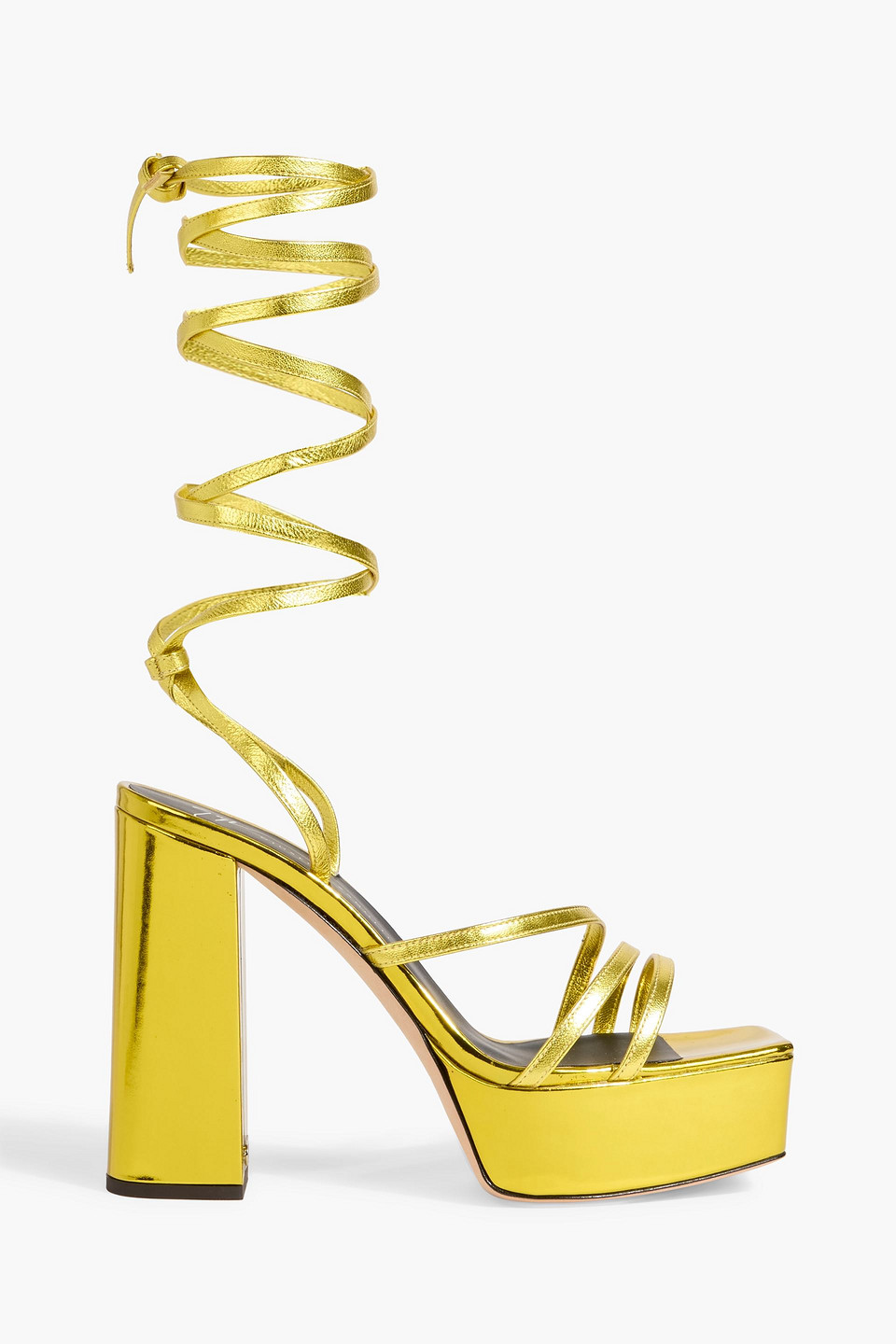 Giuseppe Zanotti Flavienne Mirrored-leather Platform Sandals In Yellow