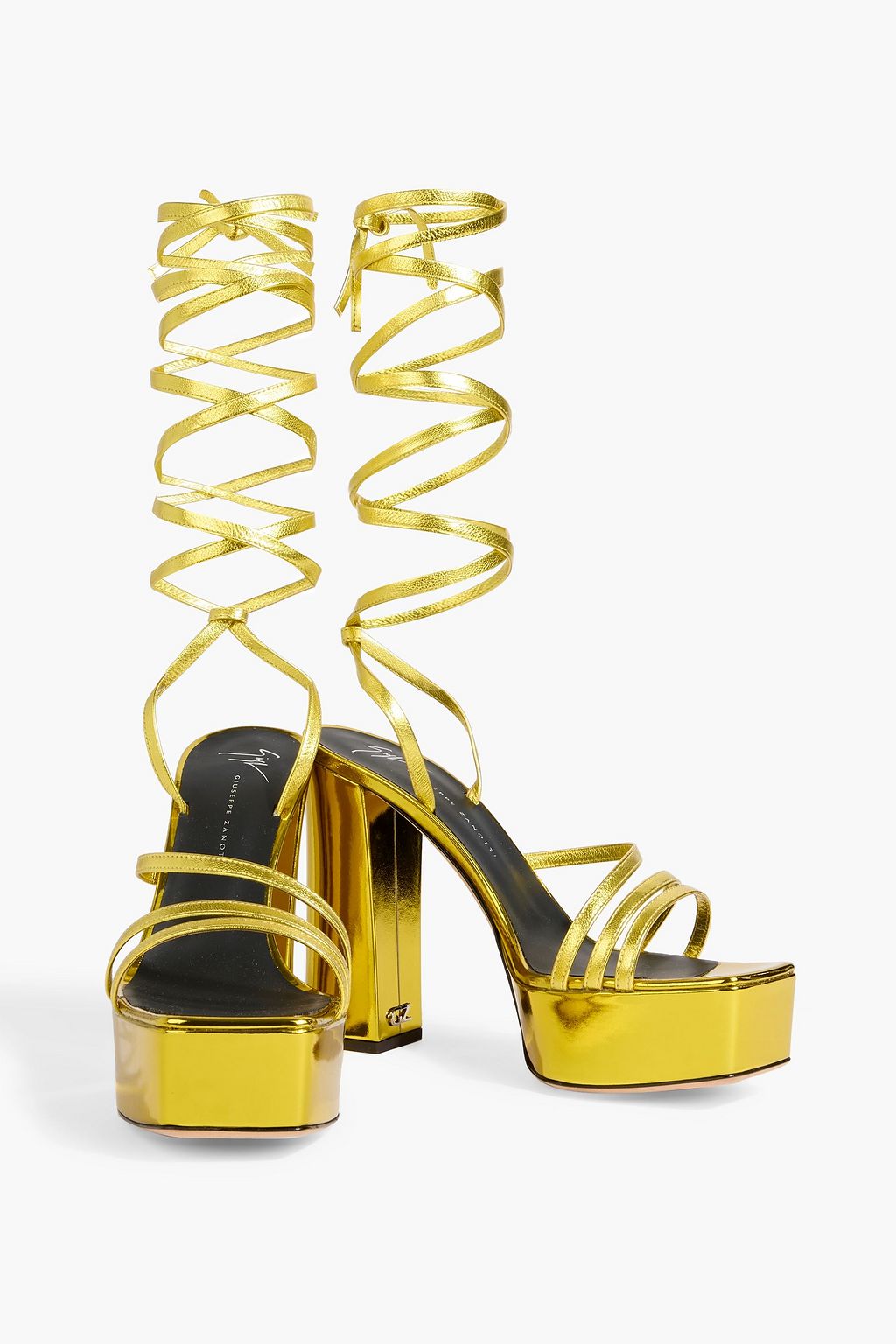 GIUSEPPE ZANOTTI Flavienne mirrored-leather platform sandals | THE