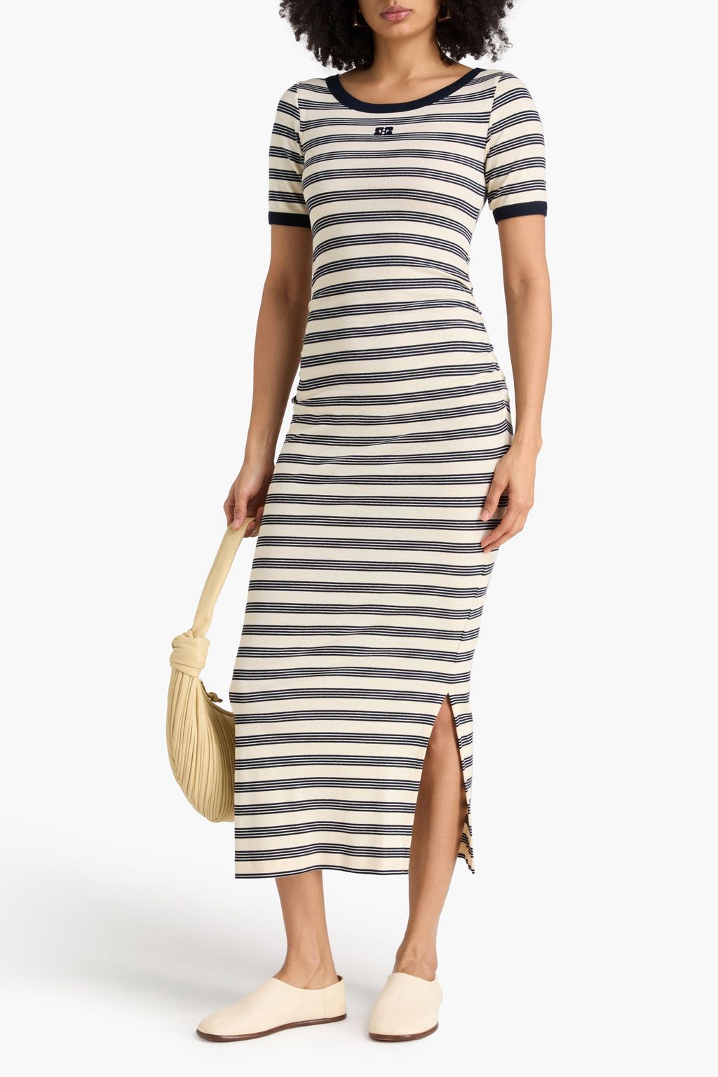 GANNI Striped cotton-blend jersey midi dress | THE OUTNET