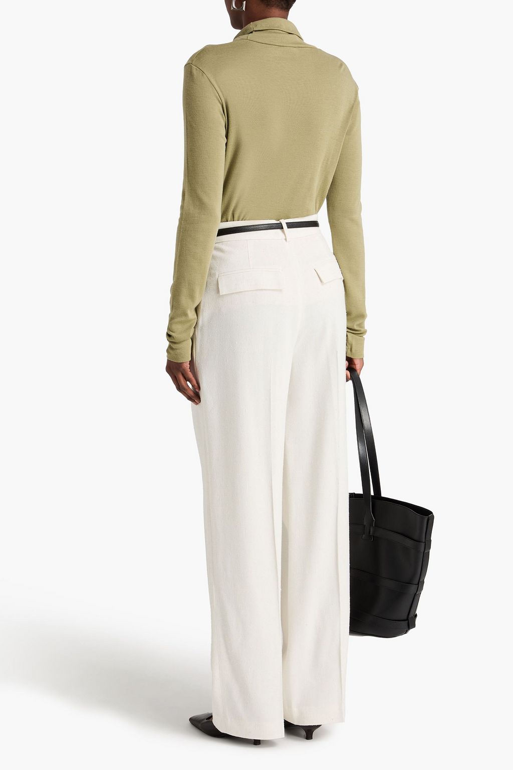 RÓHE كنزة رياضية بياقة عالية من صوف مارينو