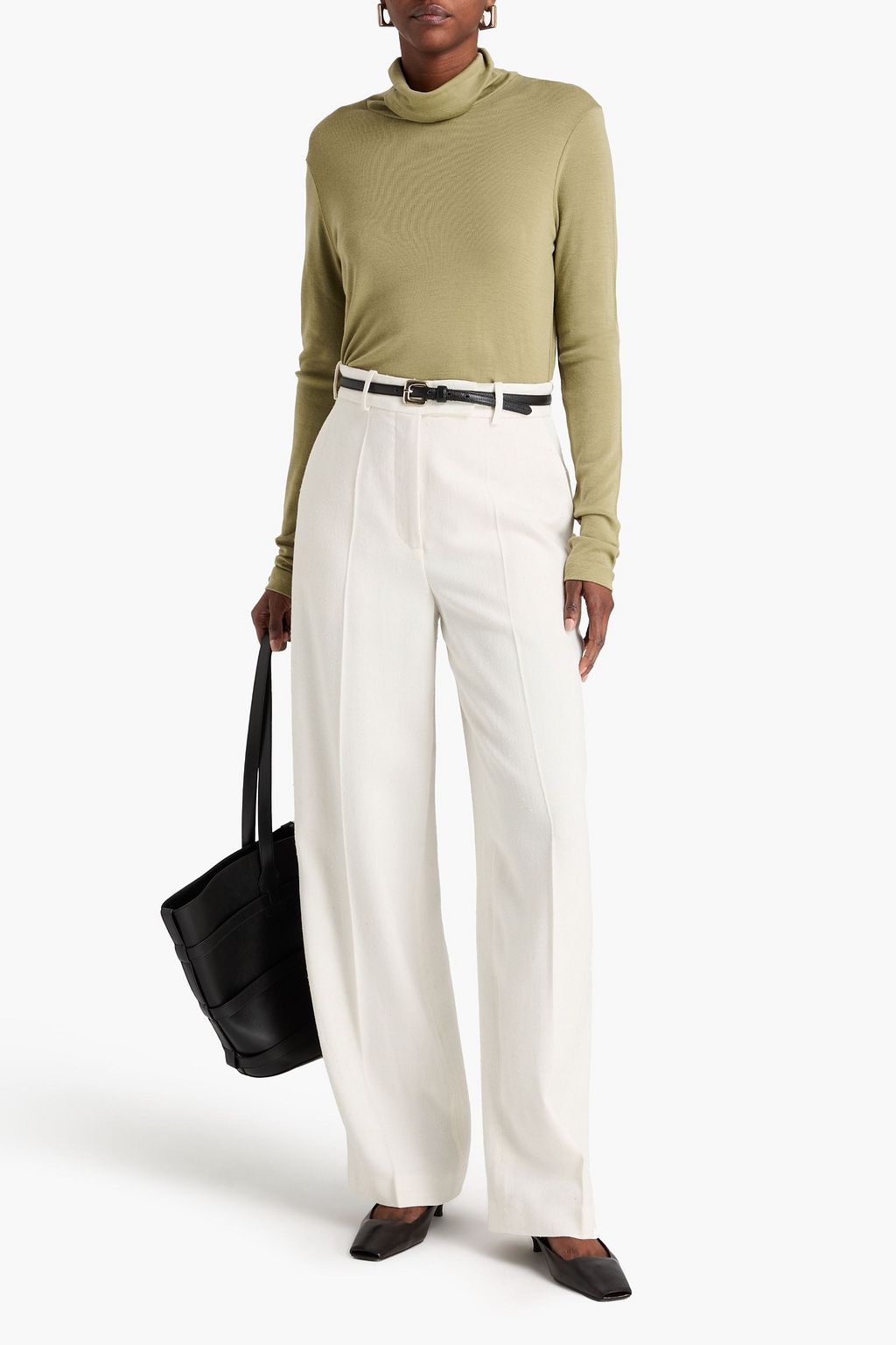 RÓHE كنزة رياضية بياقة عالية من صوف مارينو