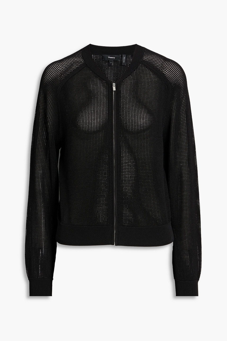 Theory Pointelle-knit Jacket In Black