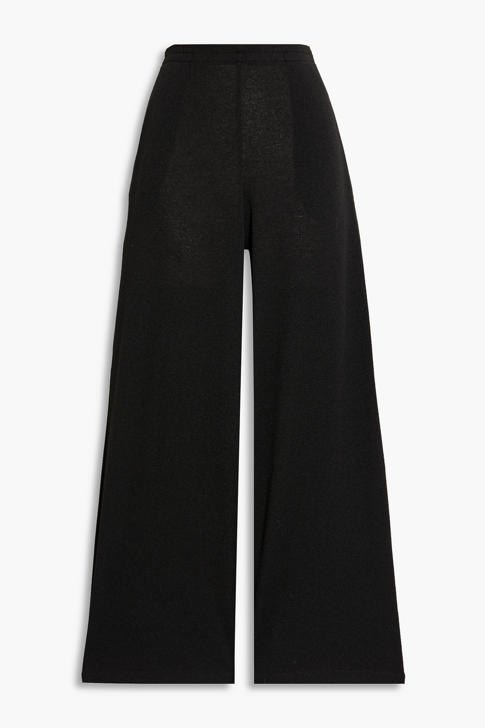 Vince Cropped Knitted Wide-leg Pants In Black