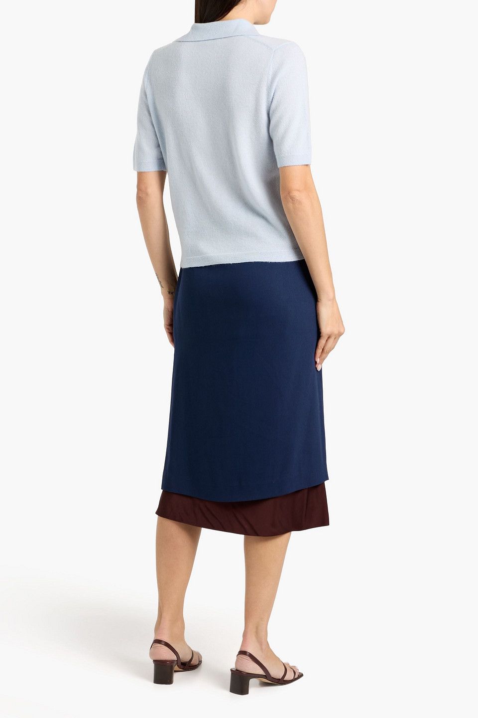 Vince Cashmere And Silk-blend Polo Sweater In Blue