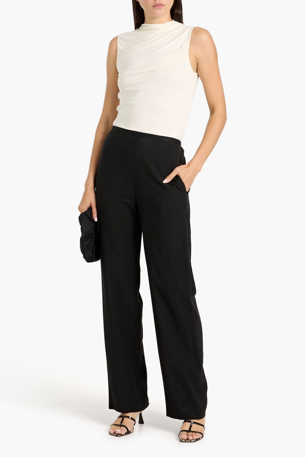 THEORY Draped stretch-jersey top
