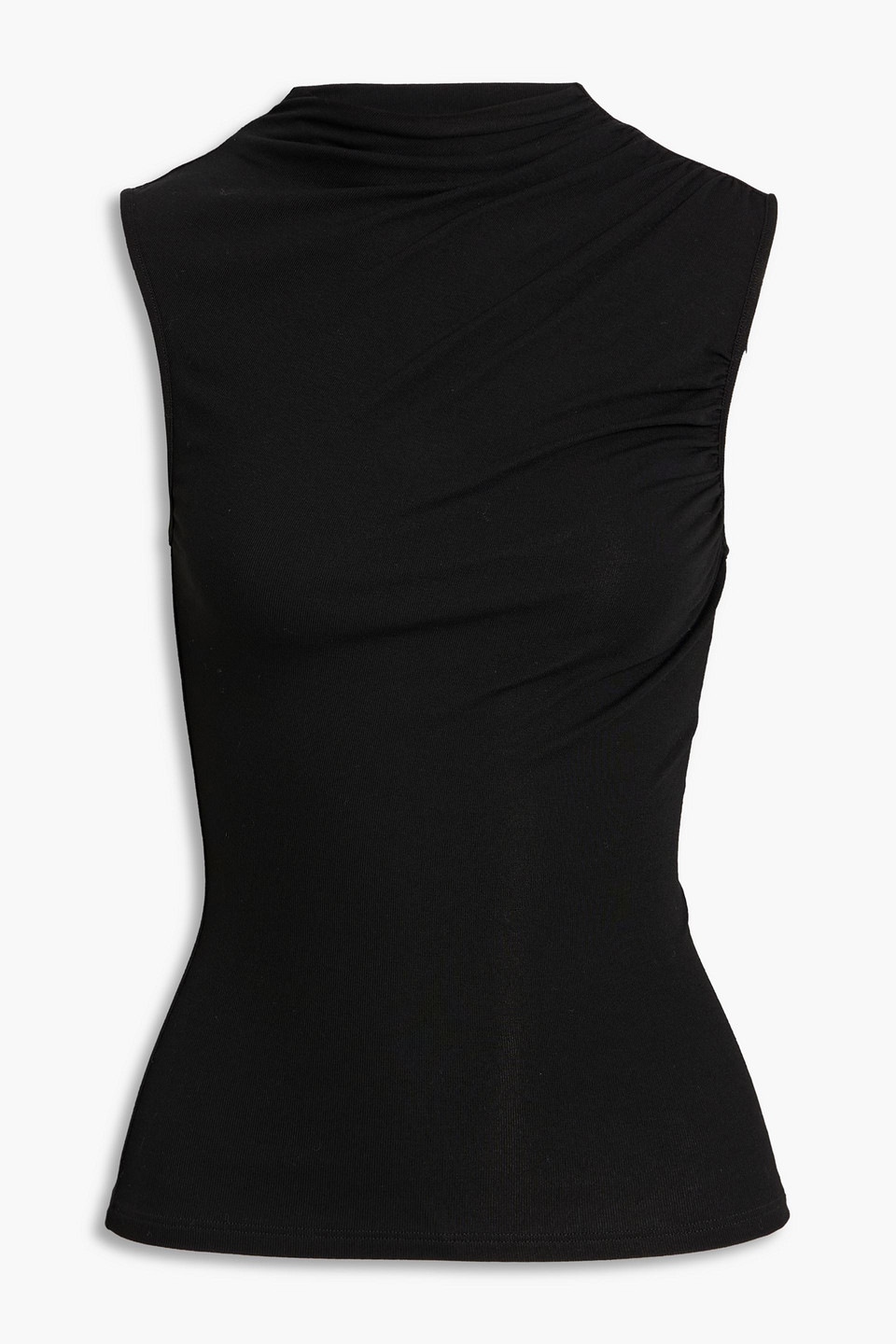 Theory Draped Stretch-jersey Top In Black