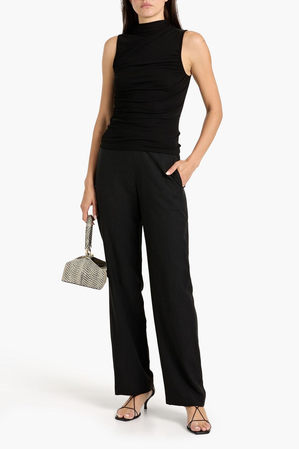 THEORY Draped stretch-jersey top
