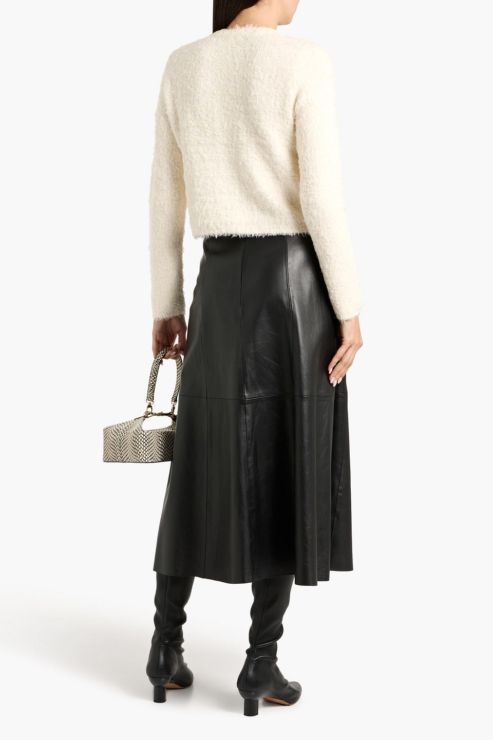 Vince Brushed Knitted Cardigan In White