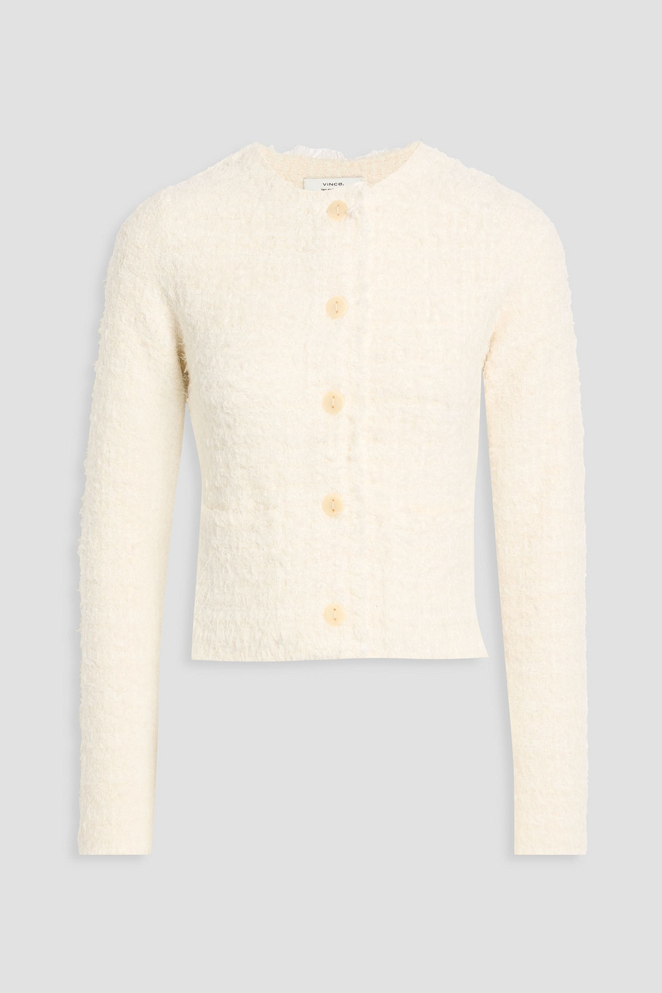 Vince Brushed Knitted Cardigan In White