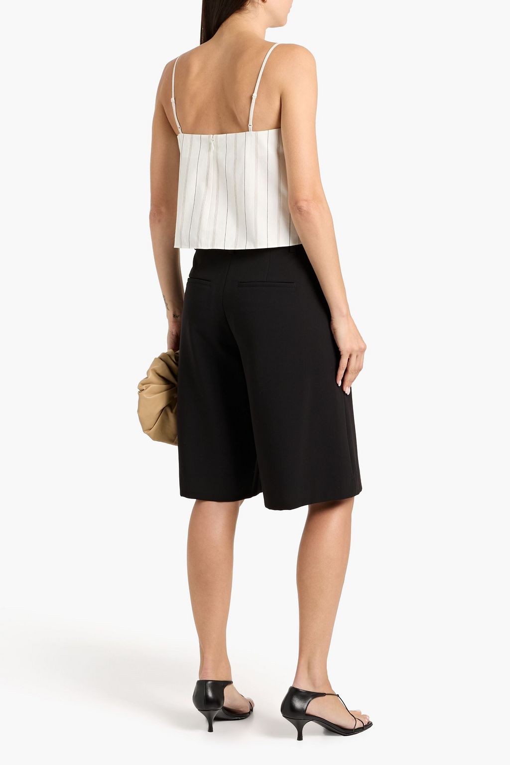 VINCE. Cropped striped cotton top