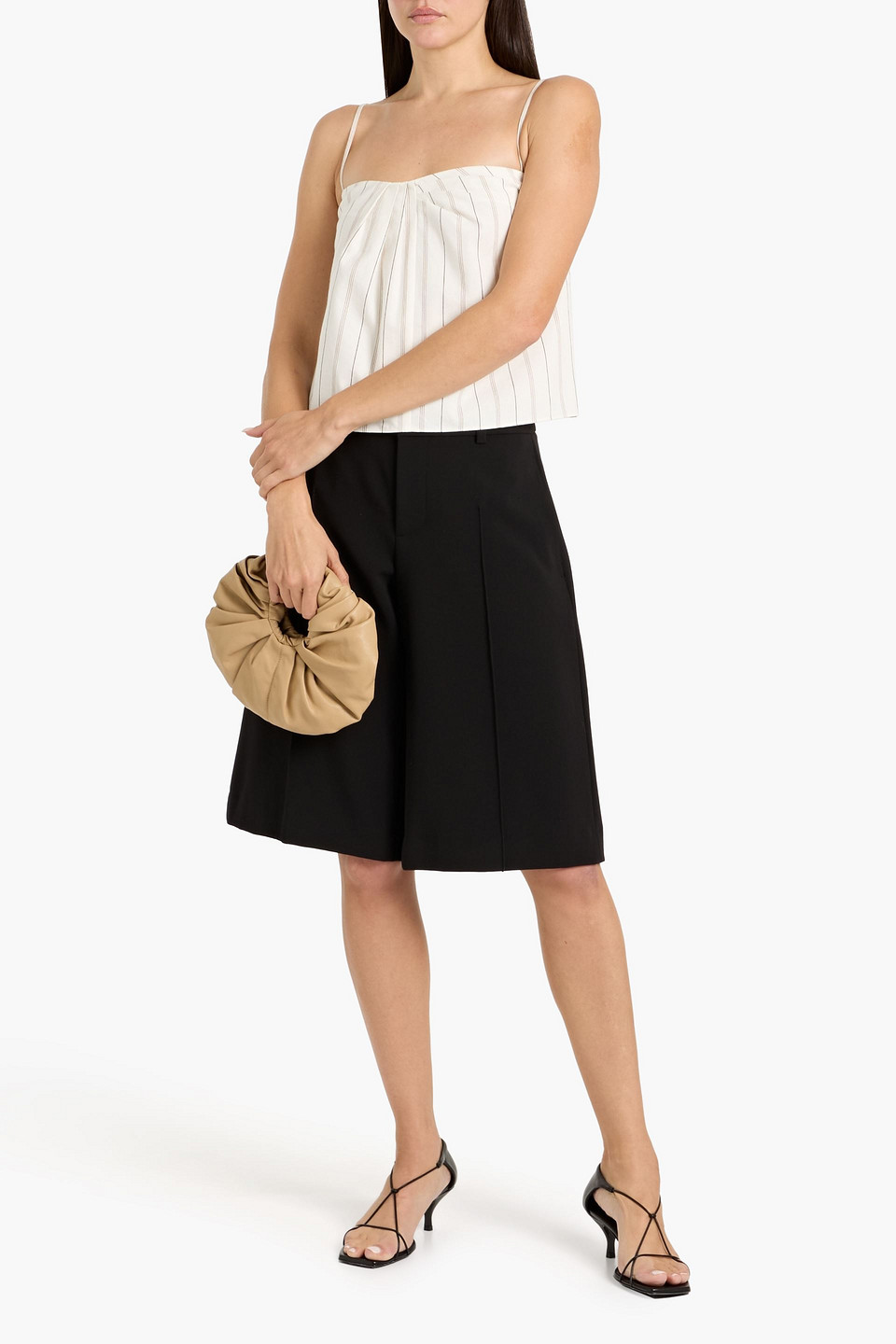 Vince Cropped Striped Cotton Top In White