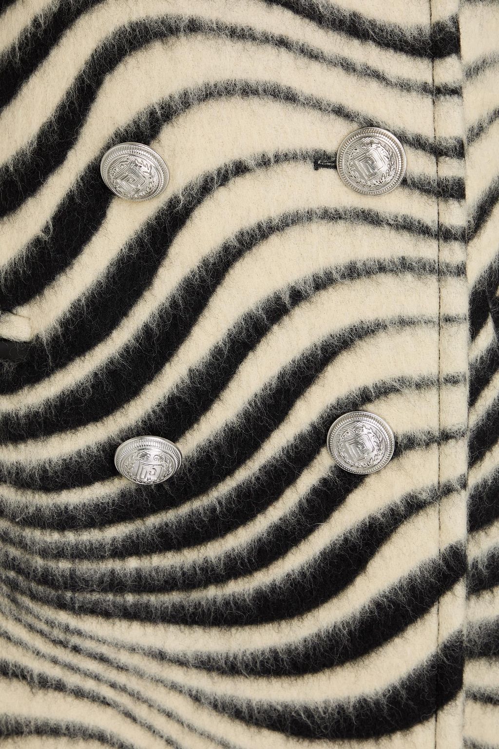 RABANNE Zebra-print wool and silk-blend felt coat