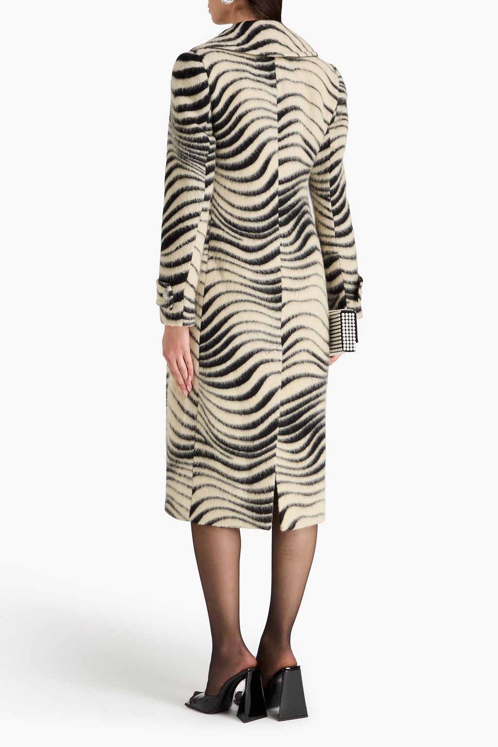 RABANNE Zebra-print wool and silk-blend felt coat