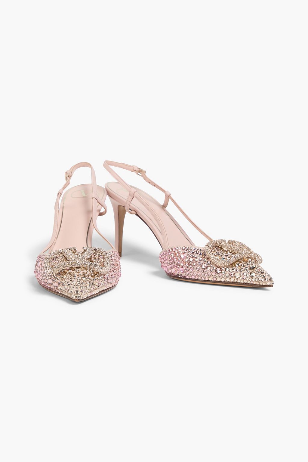 VALENTINO GARAVANI VLOGO embellished leather and suede slingback pumps