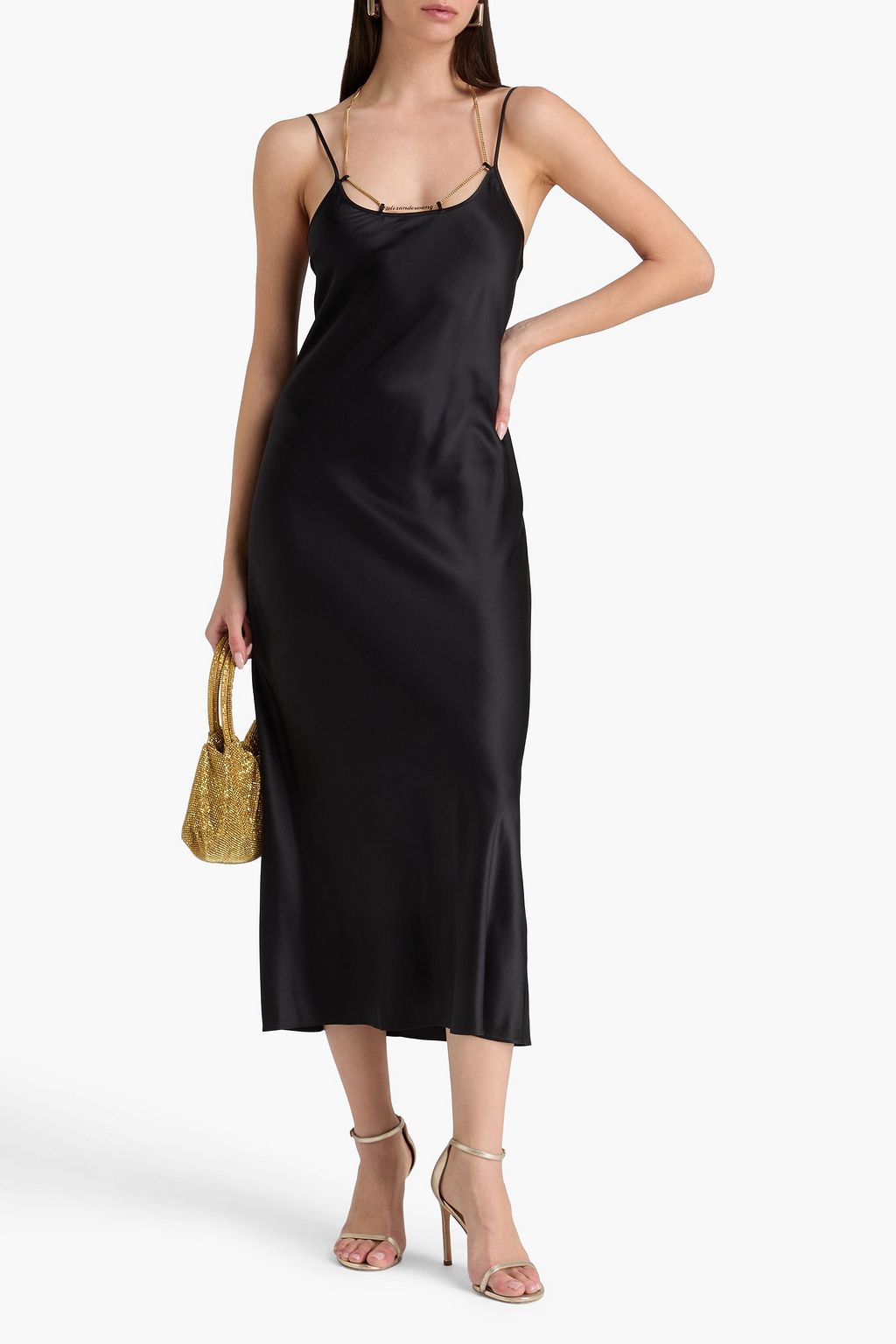 ALEXANDER WANG Embellished silk midi slip dress