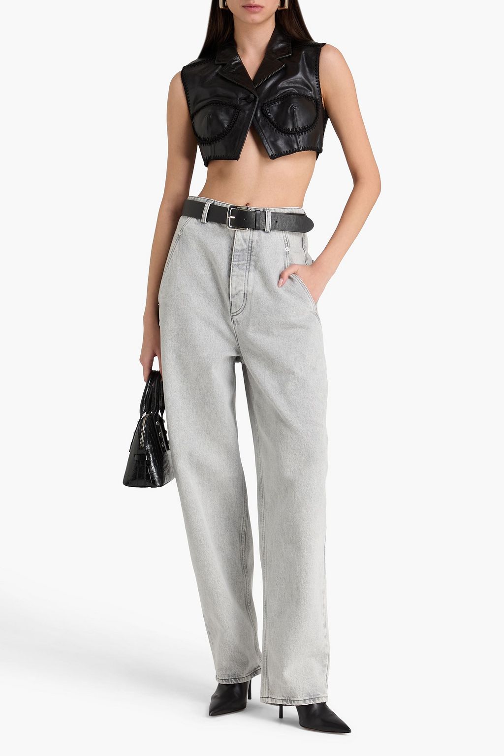 ALEXANDER WANG Cropped leather top