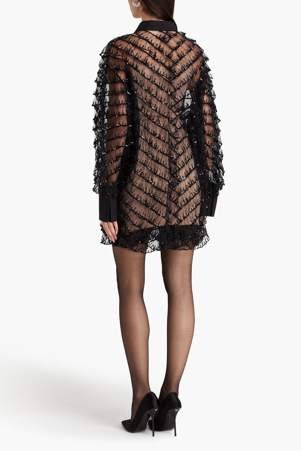 valentino sequin dress it ends with us Blake Lively It Ends with Us Movie Alexandre Vauthier Crystal-Embellished One Sleeve Gown Christian Louboutin So Kate 120 satin leopard pump Ofira earrings
