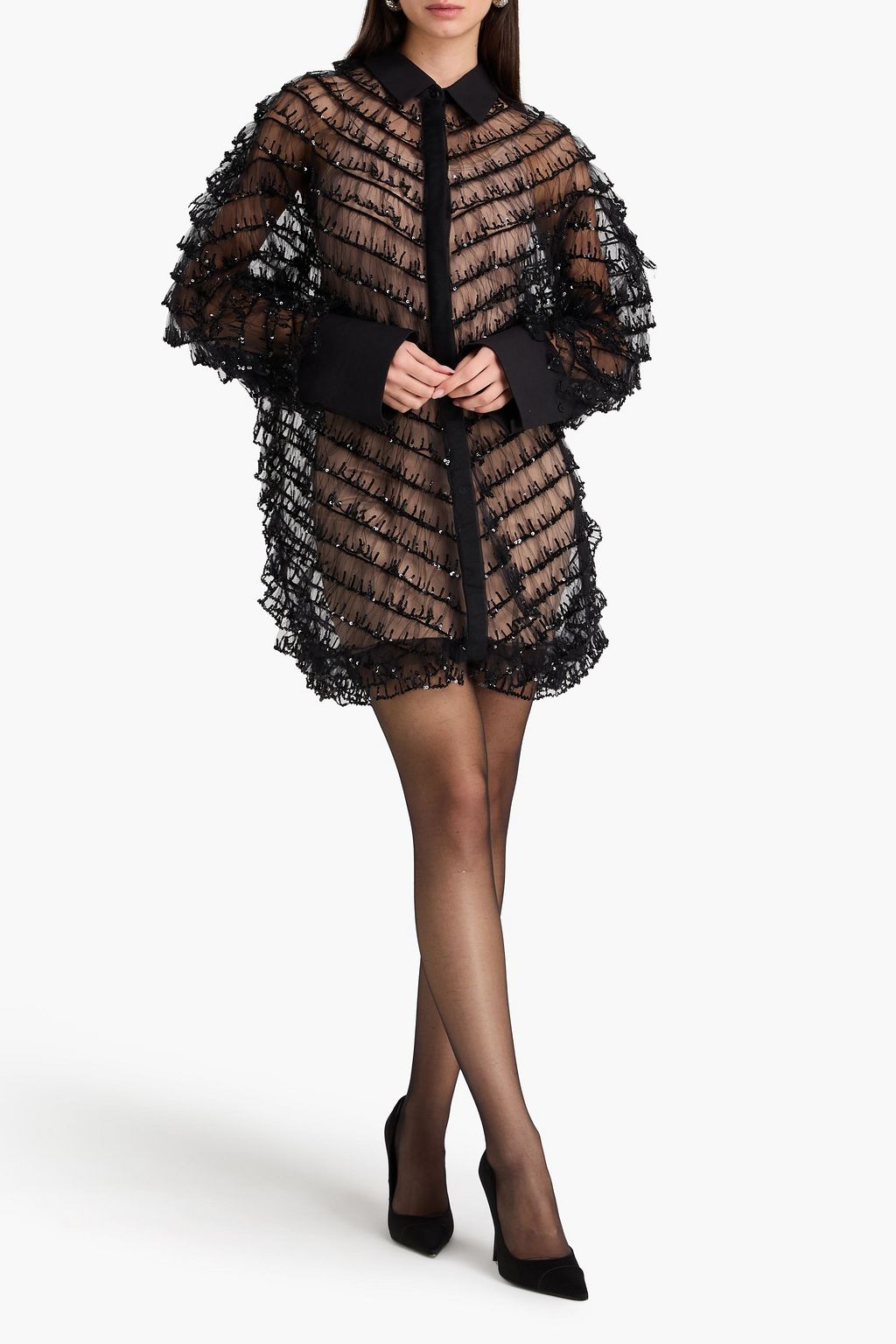 sequin embellished dress by valentino TULLE ILLUSIONE EMBROIDERED DRESS