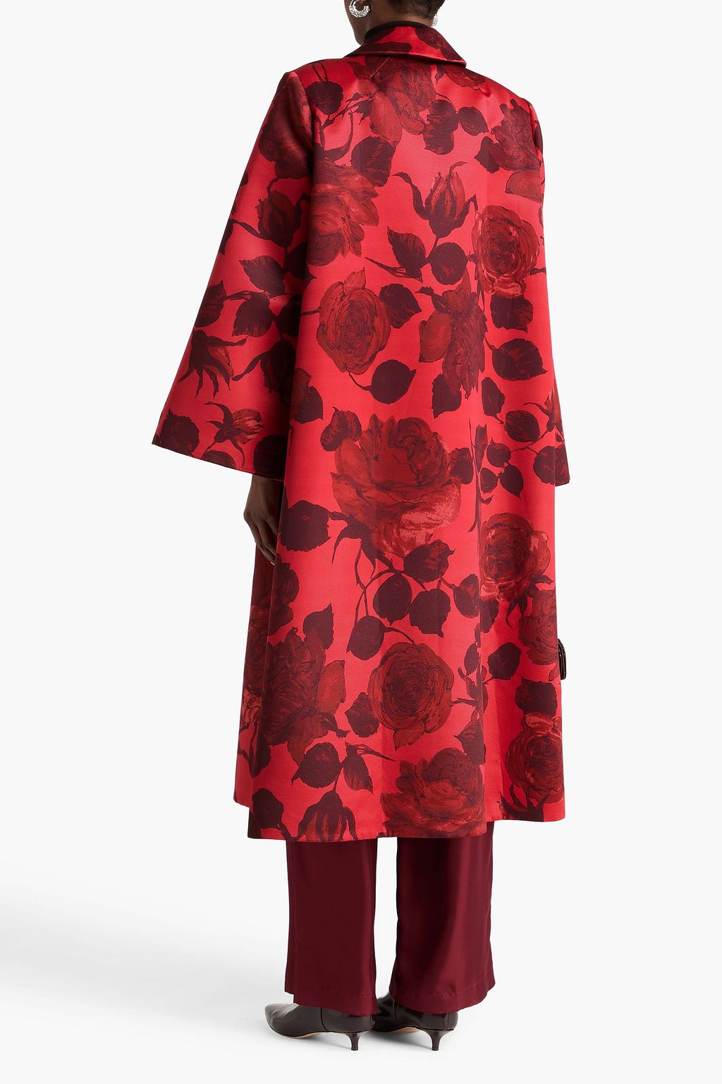 EMILIA WICKSTEAD معطف من قماش الفاي مزين بطبعة الأزهار