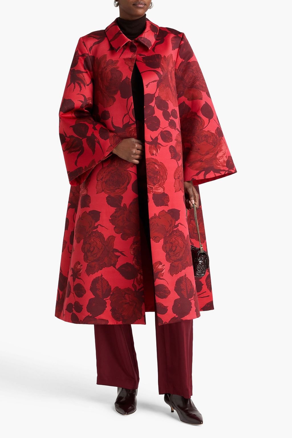 EMILIA WICKSTEAD معطف من قماش الفاي مزين بطبعة الأزهار