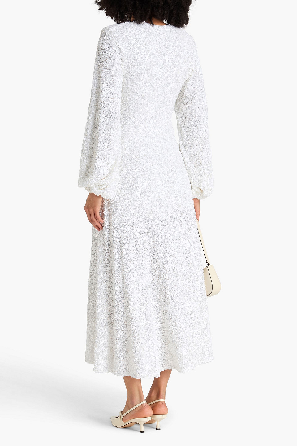  Rotate Birger Christensen - Maxikleid „sirin“ Aus Mesh Mit Pailletten Und Raffungen - Weiß - De 34 