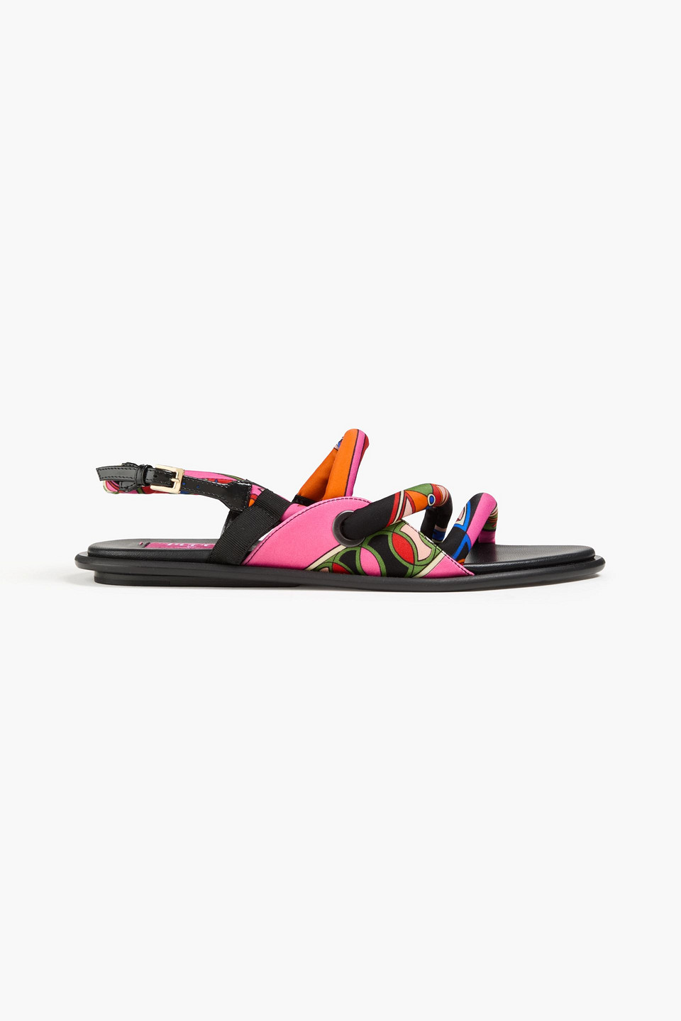 Pucci Printed Twill Slingback Sandals In Pink