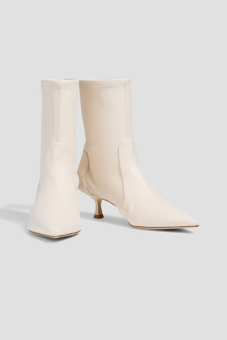 Stuart Weitzman Naomi 50 Leather Ankle Boots In White