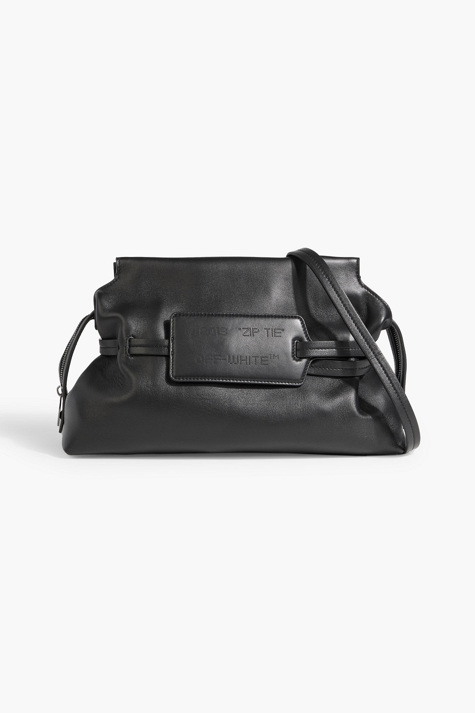 Off-white Zip Tie Leather Pouch In Black