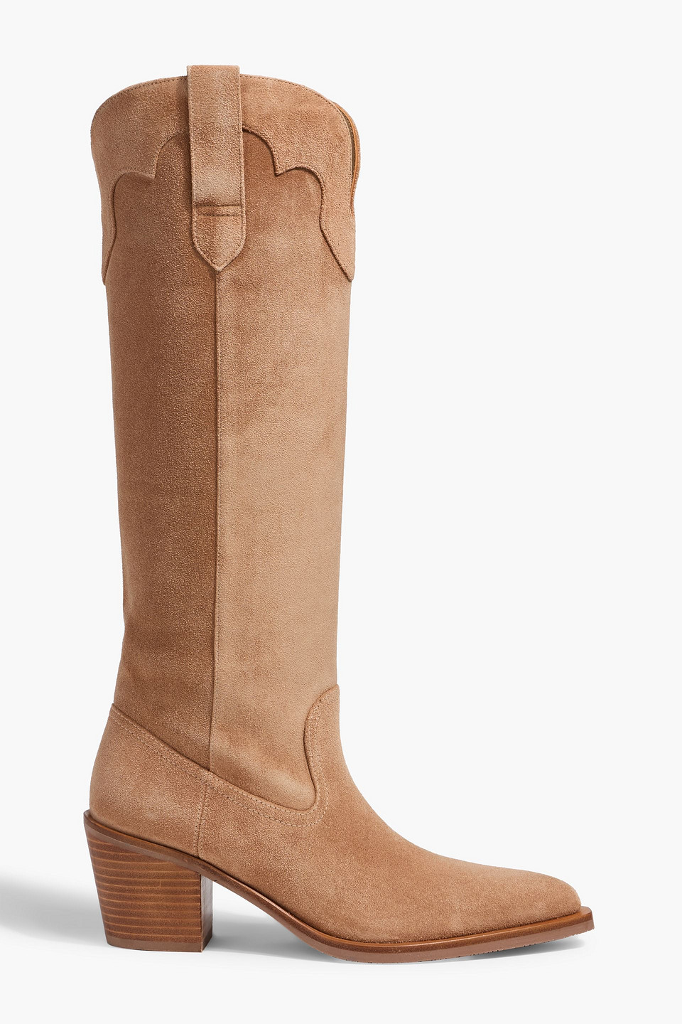 Stuart Weitzman Felix Suede Cowboy Boots In Brown