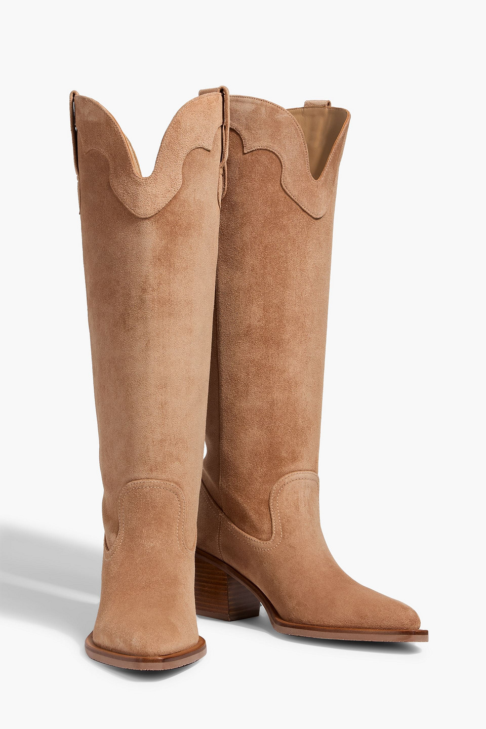 Stuart Weitzman Felix Suede Cowboy Boots In Brown