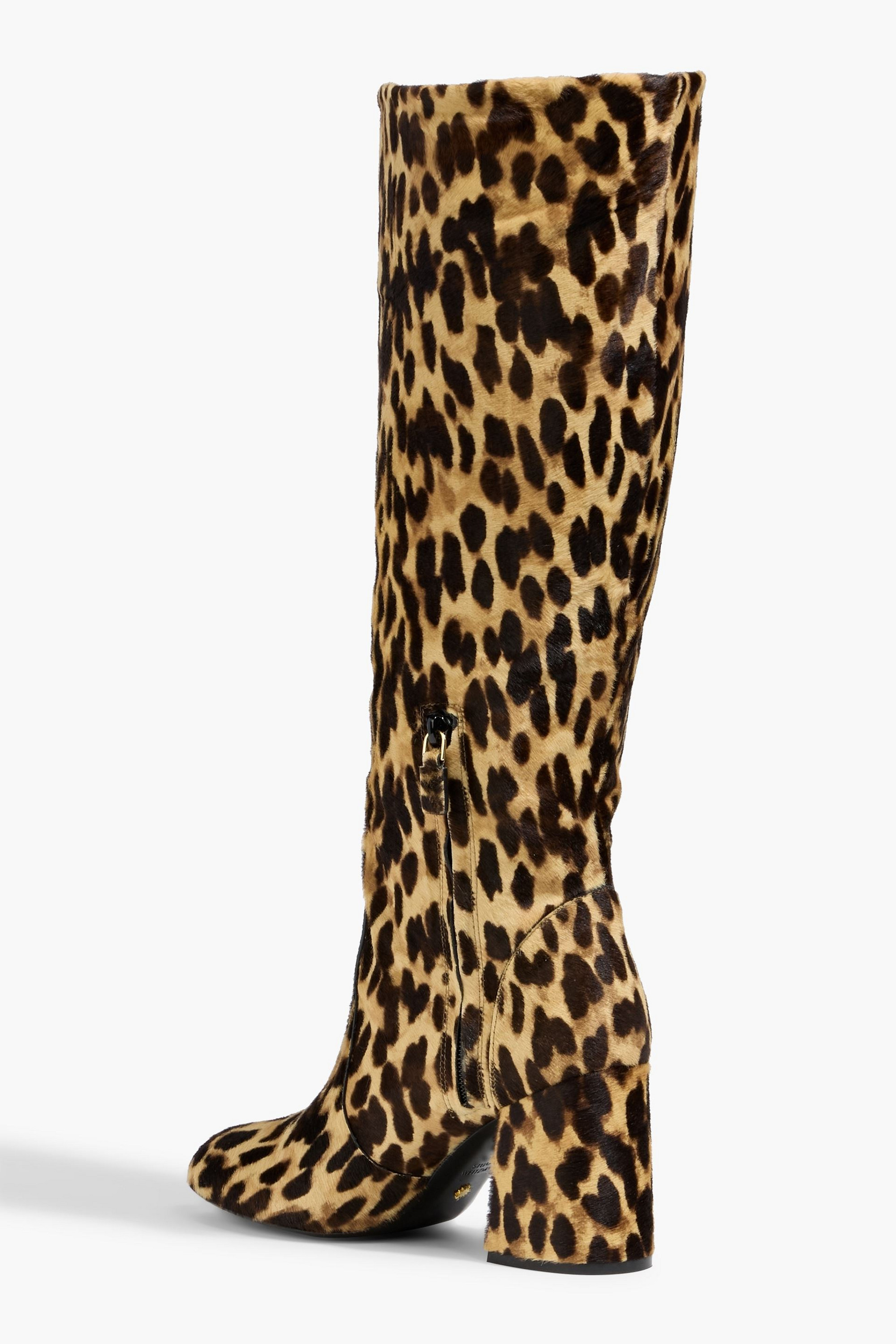 Stuart Weitzman Leopard-print calf hair knee boots
