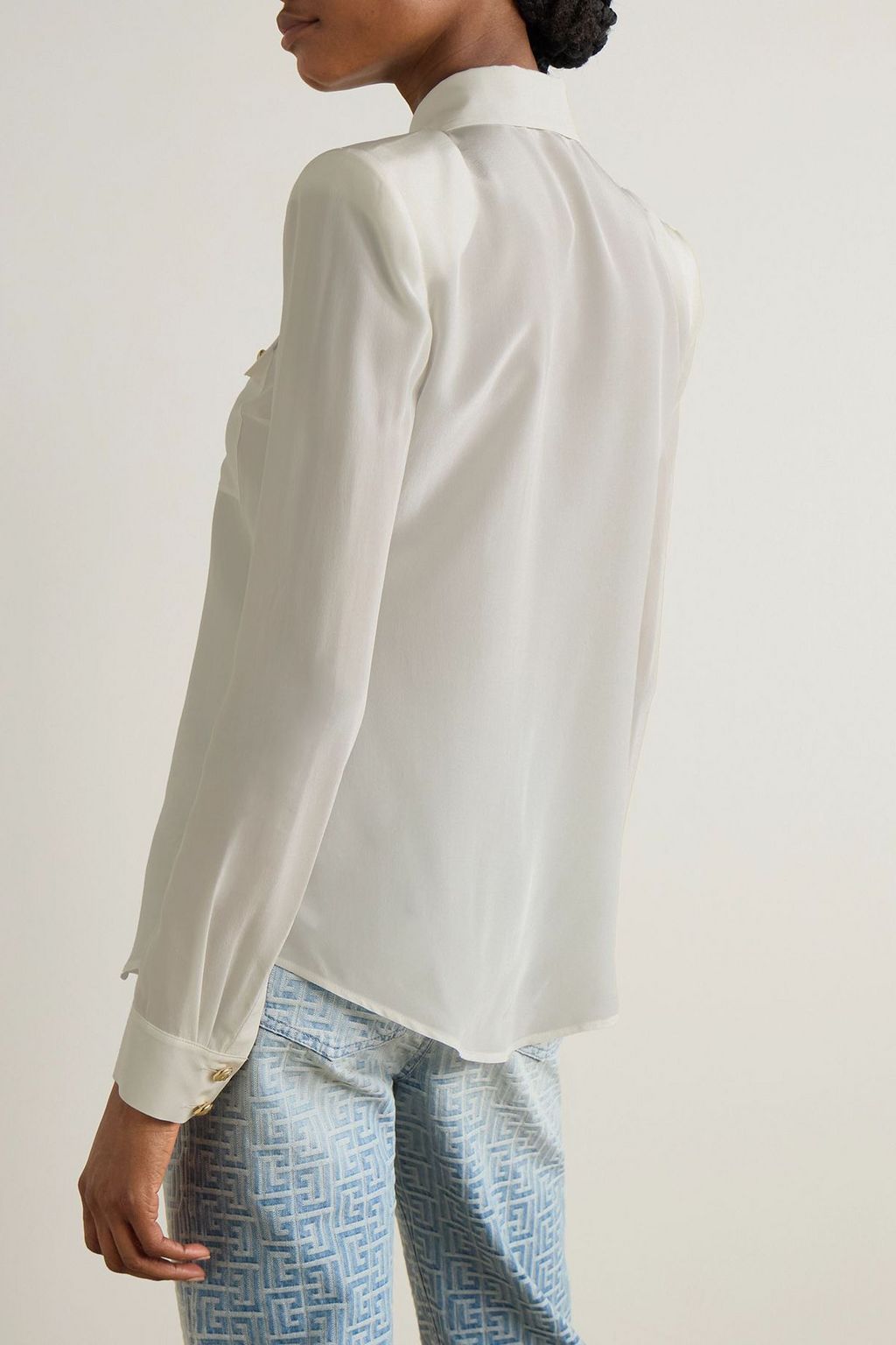 BALMAIN قميص من الحرير الصيني