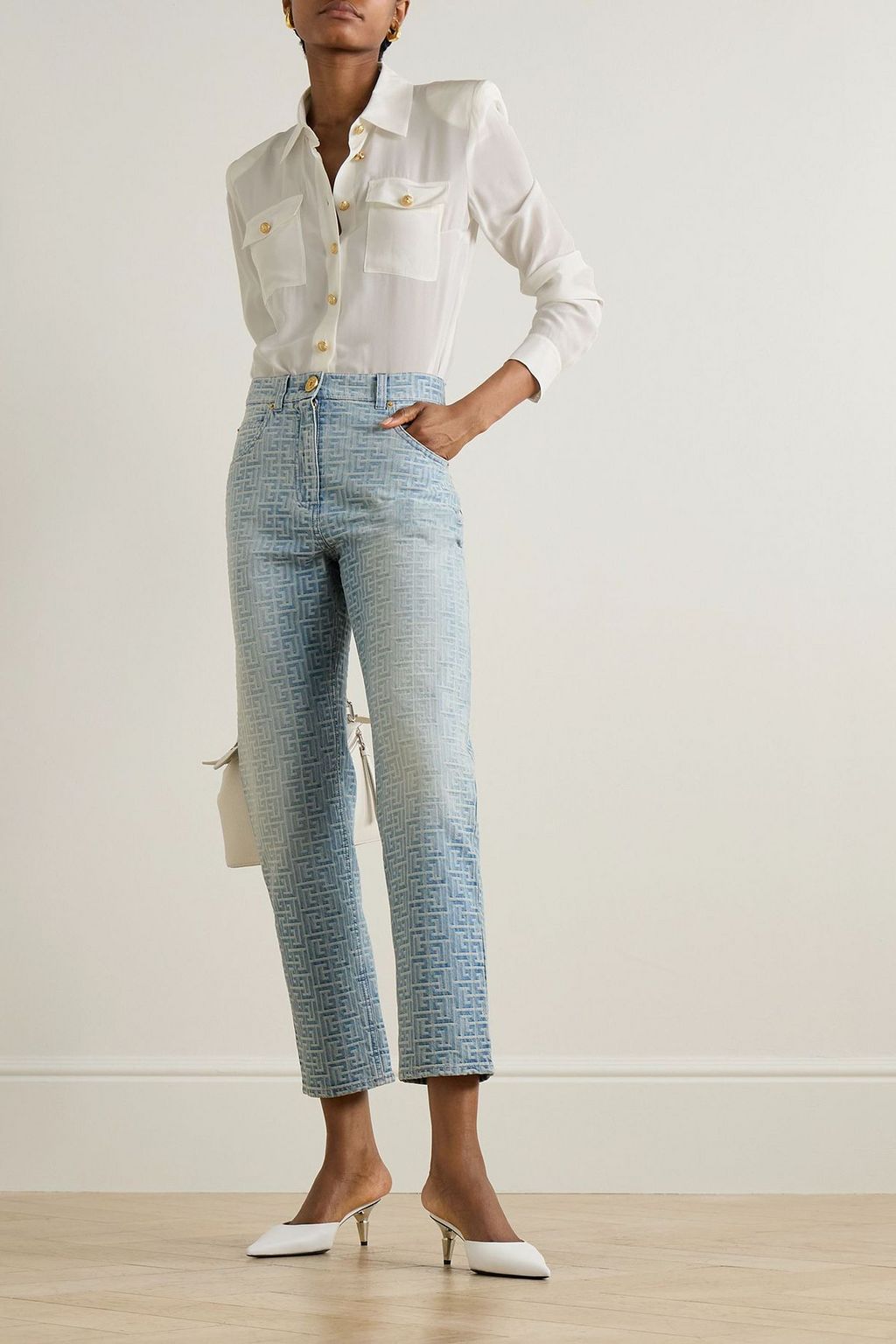 BALMAIN قميص من الحرير الصيني