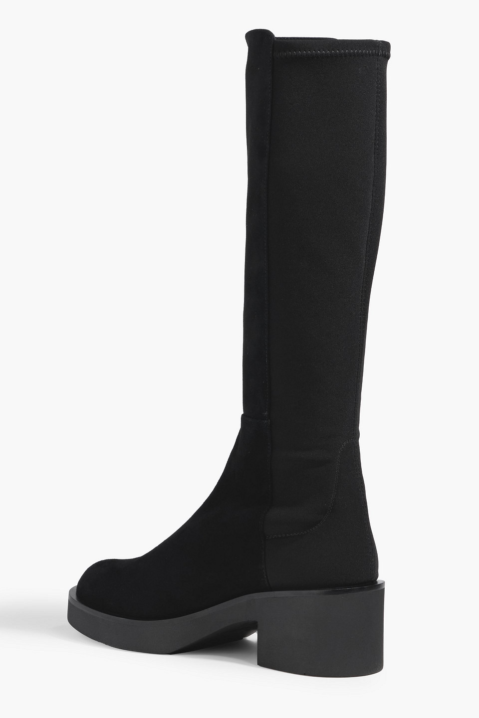 Stuart Weitzman Gotham Suede And Microstretch Knee Boots In Black