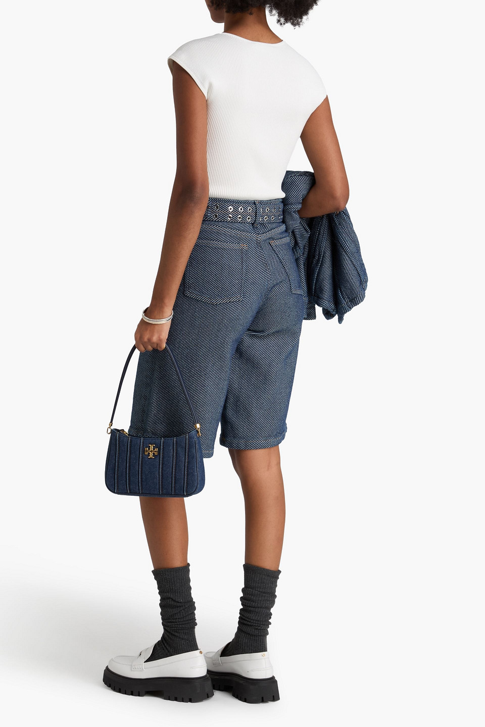  Ganni - Jeansshorts Mit Gürtel - Blau - 24 