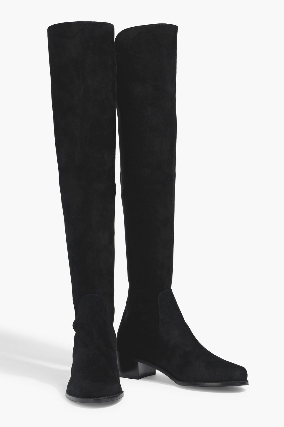 Stuart Weitzman Reserve Suede And Microstretch Over-the-knee Boots In Black