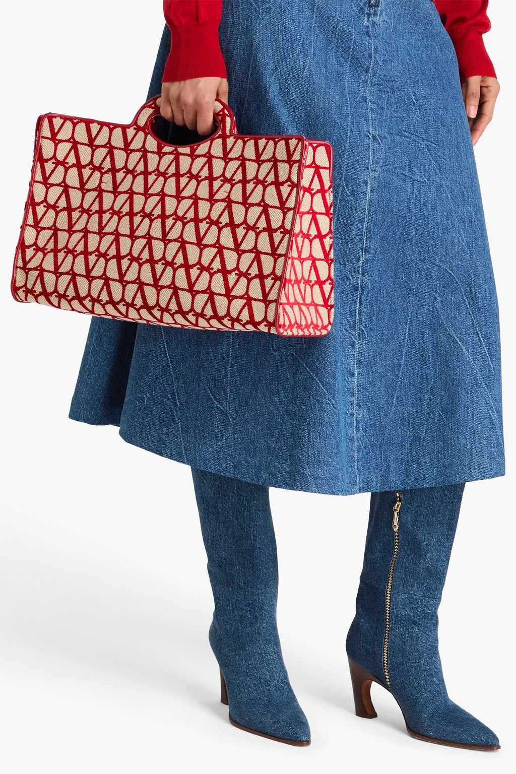 VALENTINO GARAVANI Le Troisième velvet-jacquard tote