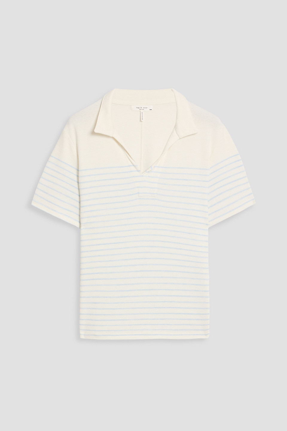 Rag & Bone Striped Jersey Polo Shirt In White