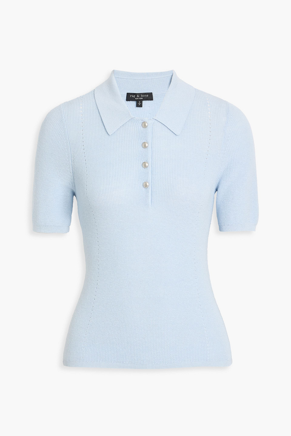 Rag & Bone Darcey Cotton And Cashmere-blend Polo Sweater In Blue