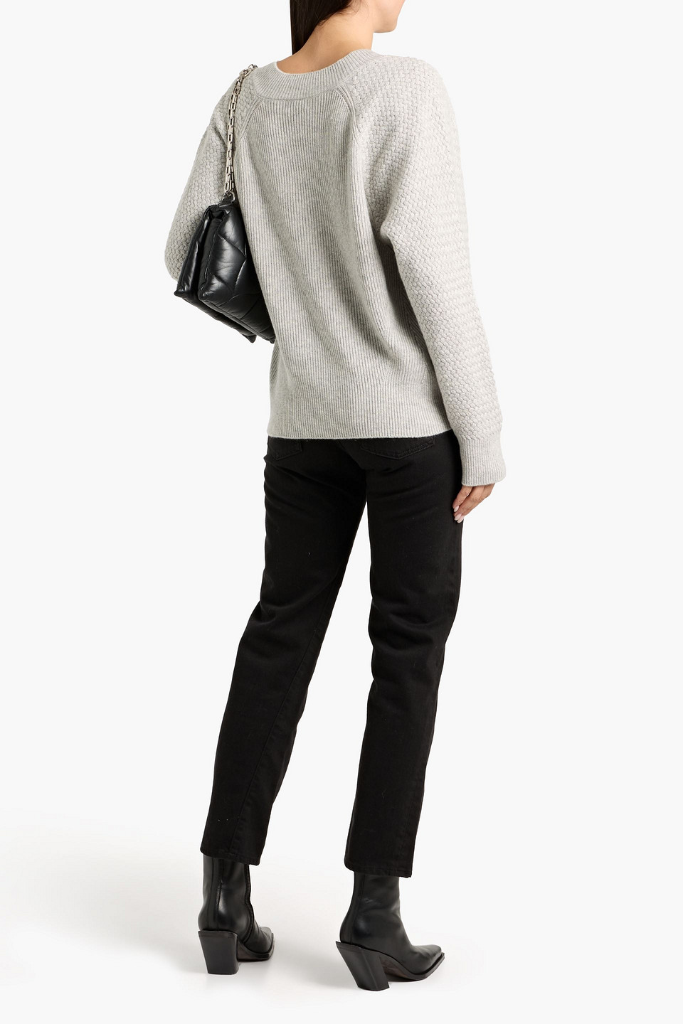 Rag & Bone Kaylee Ribbed And Textured-knit Cashmere Sweater In Gray